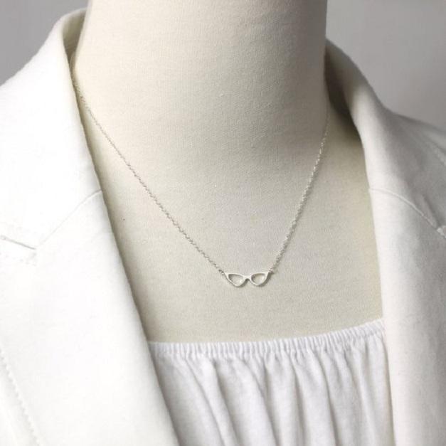 

eyeglasses necklace hipster reading necklace book lover Vintage Cat Eye Glasses pendant Necklace jewelry Wedding gift for ladies