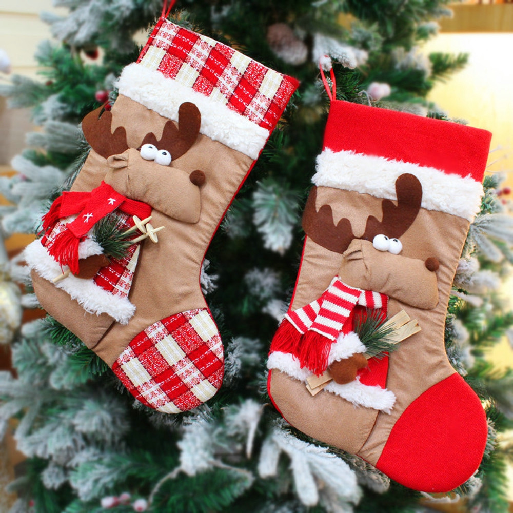 

Christmas Xmas Tree Hanging Party Tree Decor Elk Candy Stocking Gift Candy Bags christmas decorations for home