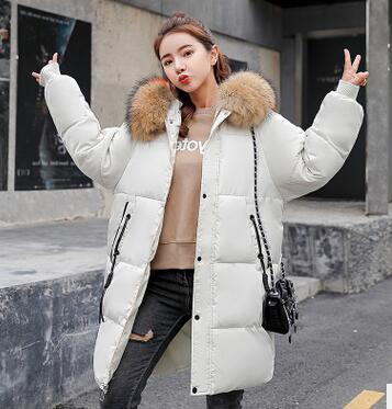 

Wholesale winter women's long section new thickening down cotton pad loose over the knee jacket, Rust red