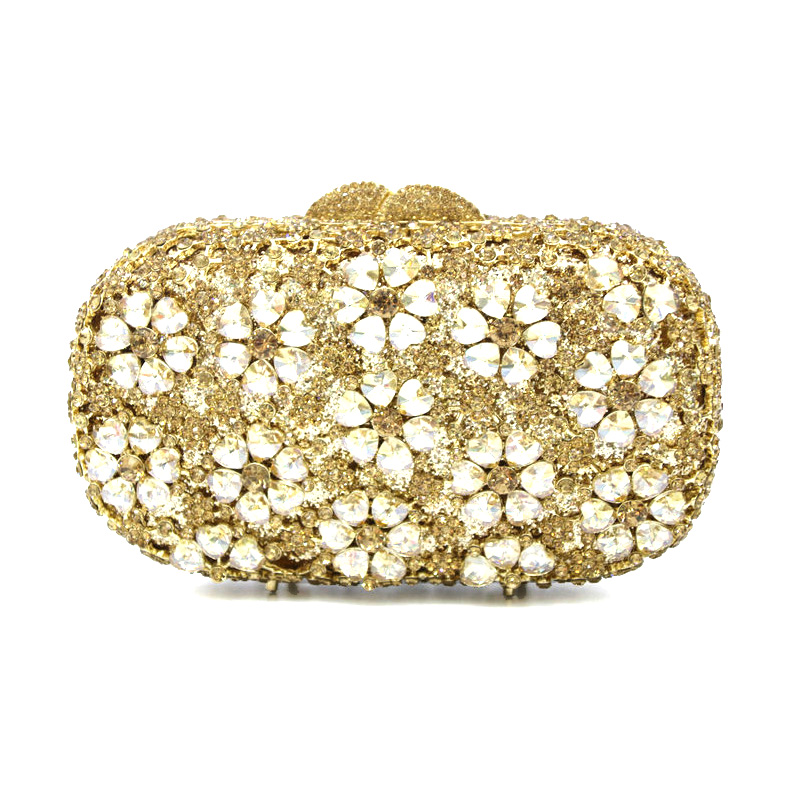 

XIYUAN Hollow Out Deep Blue Women Crystal Evening bag Clutch Bags Metal Hard Case Diamond Purse Crystal Clutch bag, Color same picture