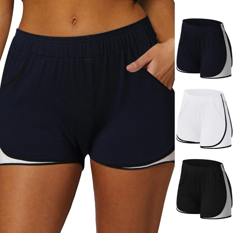 

Women Sports Yoga Shorts Workout Fitness Running Sport Female Shorts Cotton High Waist Gym Cycling Sport #D, Black