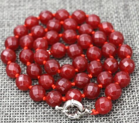 

Faceted Red stone Necklace 17" 10mm