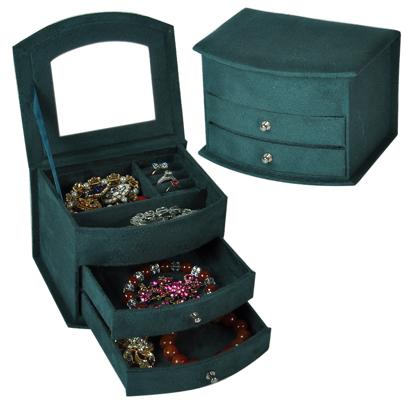 

Hot Selling Jewelry Boxes High Quality Velvet Three Layers Portable Multi-functional Necklace Rings Fashion Design Gifts Box Very beautiful