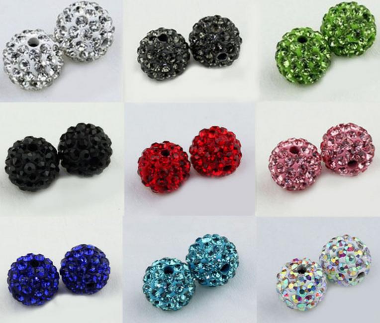 

g3525 150pcs/lot 10mm mixed white color Micro Pave CZ Disco Crystal crystal Bead Bracelet Necklace Beads.Hot beads Lot!Rhinestone
