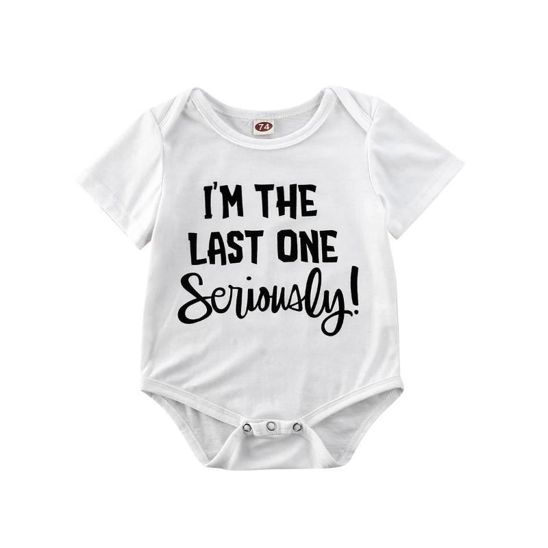 

0-18M Summer Toddler Baby Girls Boys Jumpsuits Letter Print Short Sleeve White Cotton Bodysuits Outfits, As pic