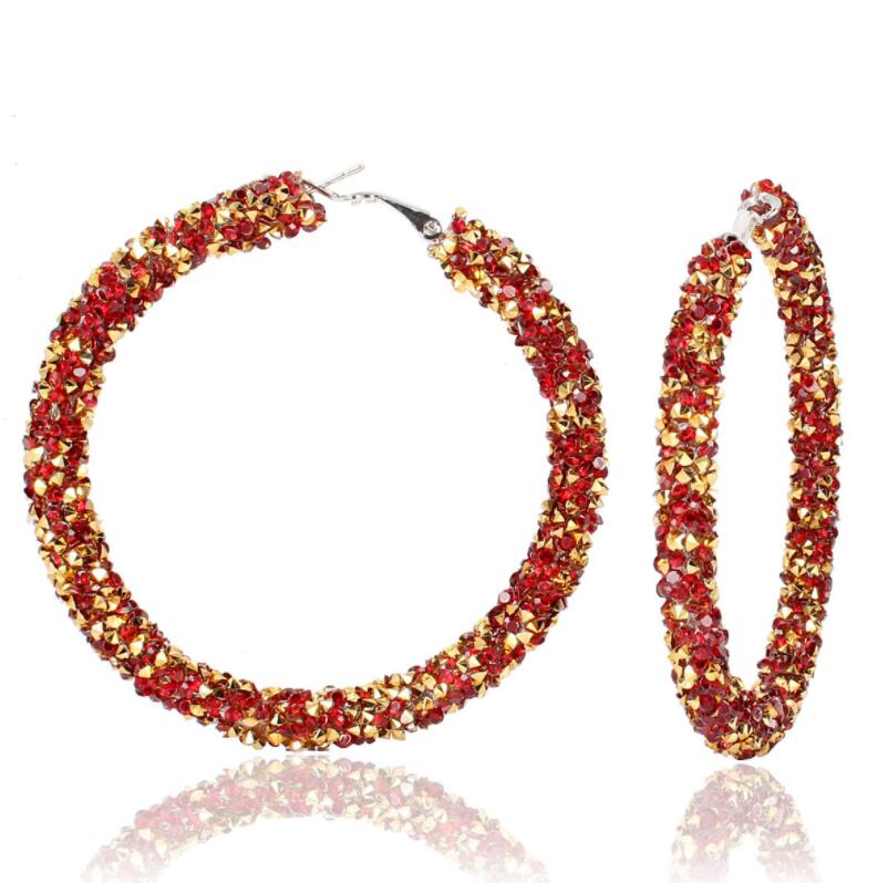 

European and American fashion earrings women simple personality retro exaggerated earrings circle crystal earrings jewelry wholesale