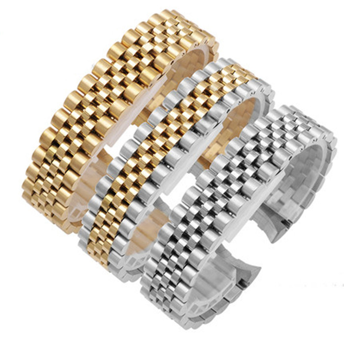 

20mm Solid Stainless Steel Watch Band For Rolex datejust Watchbands Link Strap Bracelet, Black;brown
