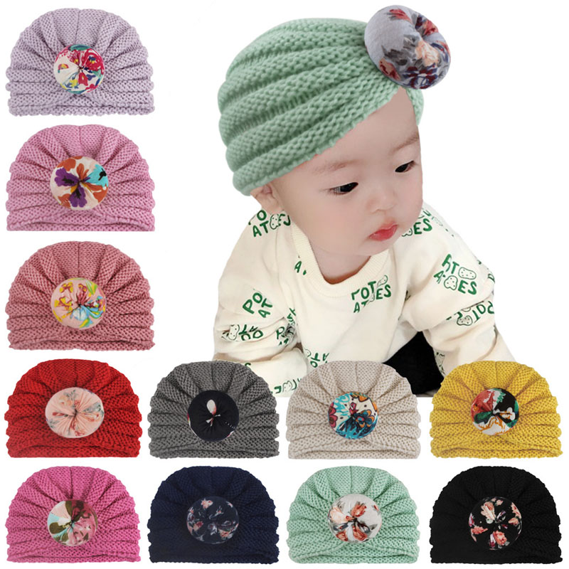 

Baby Kids Knit Hats 11 Colors Printed Donut Crochet Hats Newborn Girls Hat Boys Winter Caps 07, #5