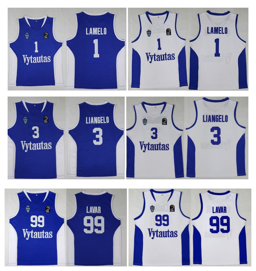 

Lithuania Prienu Vytautas Basketball Shirt 1 LaMelo Ball Jersey 3 LiAngelo Ball Uniform 99 LaVar Ball All Stitched Good Team Blue White, Multi