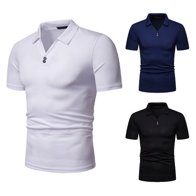 

Men' shirt summer new fashion men' casual short-sleeved shirt European code V-neck T-shir men P020, Black