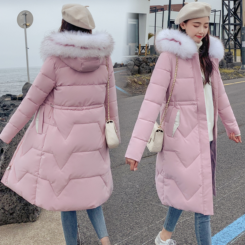 

Fashion new cotton clothing women's long section over the knees Slim cotton jacket students winter wear waist coat jacket, Bean paste
