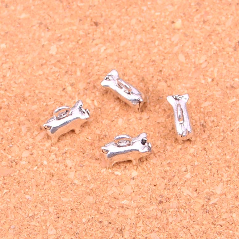 

100pcs Charms lovely pig Antique Silver Plated Pendants Making DIY Handmade Tibetan Silver Jewelry 11*11*4mm, Bronze;silver