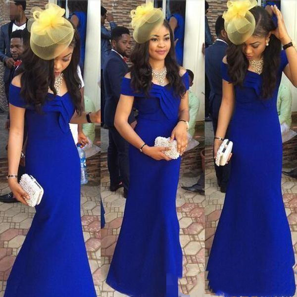 

Royal Blue Arabic Kaftan Celebrity Evening Dresses 2018 Mermaid Style Off Shoulder Plus Size Long Satin Cheap Simple Cocktail Gowns, Dark red
