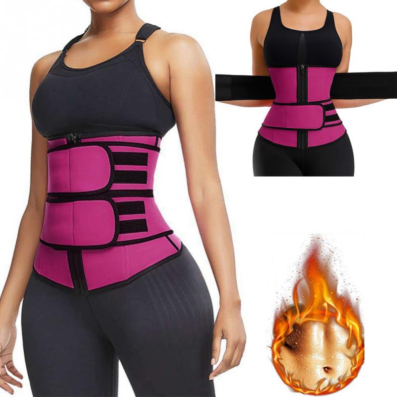 

Neoprene sweat-absorbent waist training corset trimmed belt suitable for women to lose weight, waist shaping bodysuit, Rose red