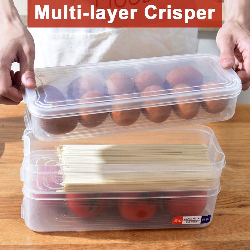 

Crisper Preservation Box Refrigerator Boxes Practical Durable Multipurpose Moisture Proof PP Multi-Layer Egg Fresh Keeping