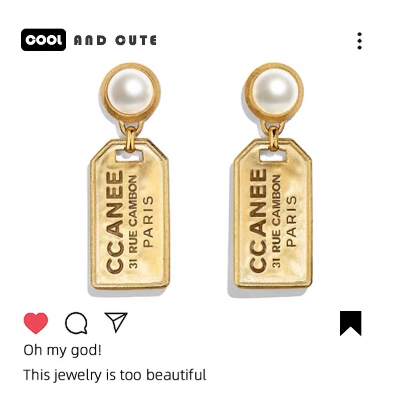 

letter earrings vintage style high quality fashion jewelry 2020 new pearl golden earrings for women