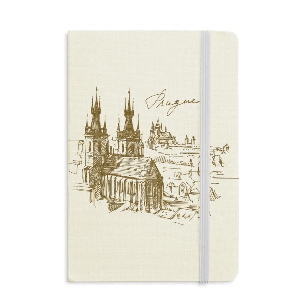 

Prague Square Czech Republic Landmark Notebook Fabric Hard Cover Classic Journal Diary A5, Purple;pink