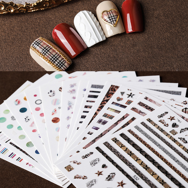 

Leopord Pattern Nail Sticker Decals Grid Pattern DIY Designs Nail Arts Phototherapy Flower Stickers Decoration, Wg-529
