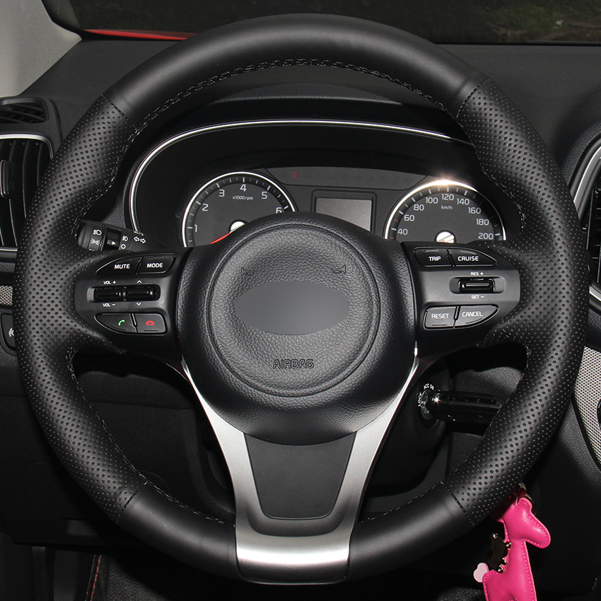 

Black Synthetic Leather Car Steering Wheel Cover for Kia K5 Optima 2014 2015