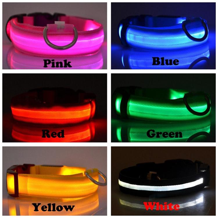 

New USB Cable LED Nylon Dog Collar Dog Cat Harness Flashing Light Up Night Safety Pet Collars multi color XS-XL Size Christmas Accessories