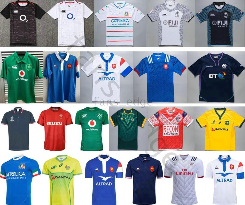 

2019 World Cup National Team Rugby Jerseys Mate Tonga IRFU Italy Fiji Australia French Kiwis Samoa Italia Scotland League Rugby T-Shirt, Black;gray