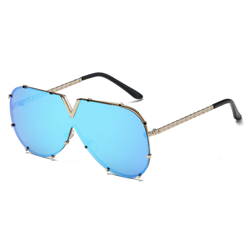 

Women's Siamese Sunglasses Europe and America Fashion Personality Siamese Piece Sunglasses One-piece Sunglasses V-Design Personality Glasses