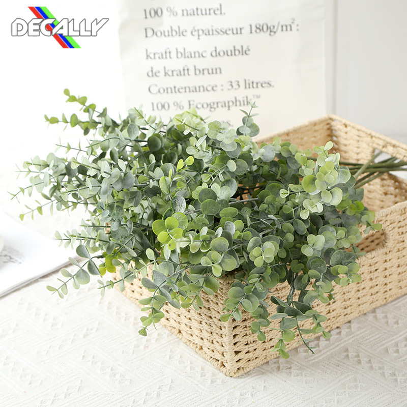 

2 Pcs Hot Silk + Plastics Artificial Flower Eucalyptus Type Wedding Party Decoration Lifelike Artificial Plant, Type3