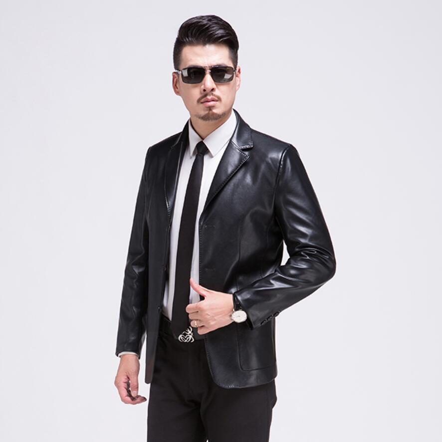 

luxurious Spring and autumn New Men's Genuine Leather Jacket Real Leather Sheepskin Jackets Fashion Lapel Black Slim Fit Style