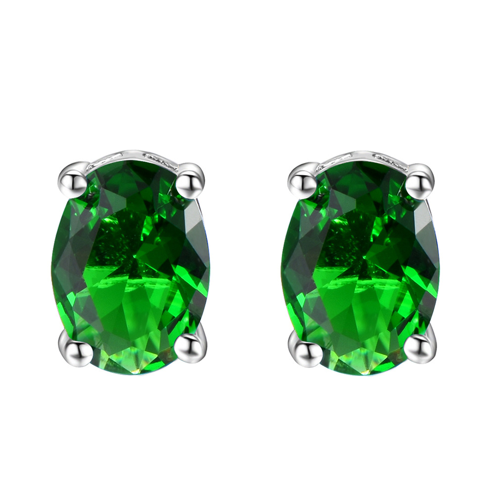 

10Pcs Luckyshine Europe Style Crystal Rhinestone Stud Earrings White Gold Peridot Morganite Quartz Stone Unisex Stud Earrings Jewelry