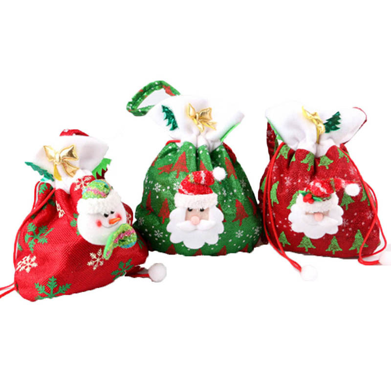 

Cute Santa Claus Candy Gift Bags Cookie Packaging Bags Party Handbag Merry Christmas Storage Package