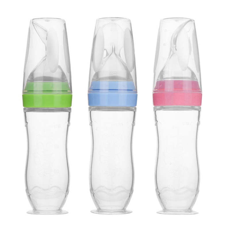 

Newborns Baby Bottle Squeeze Feeding Bottle Silicone Dispensing Spoon Infant Cereal Feeder Safe Tools FM