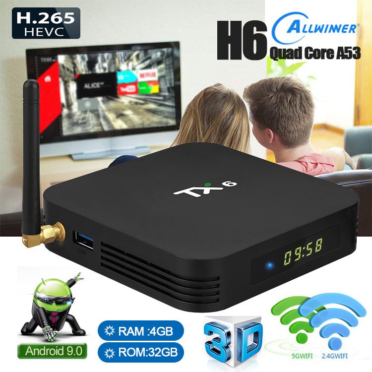 

TX6 Android TV Box 2/4GB RAM 16/32/64GB ROM Android9.0 Support SmartTV WiFi