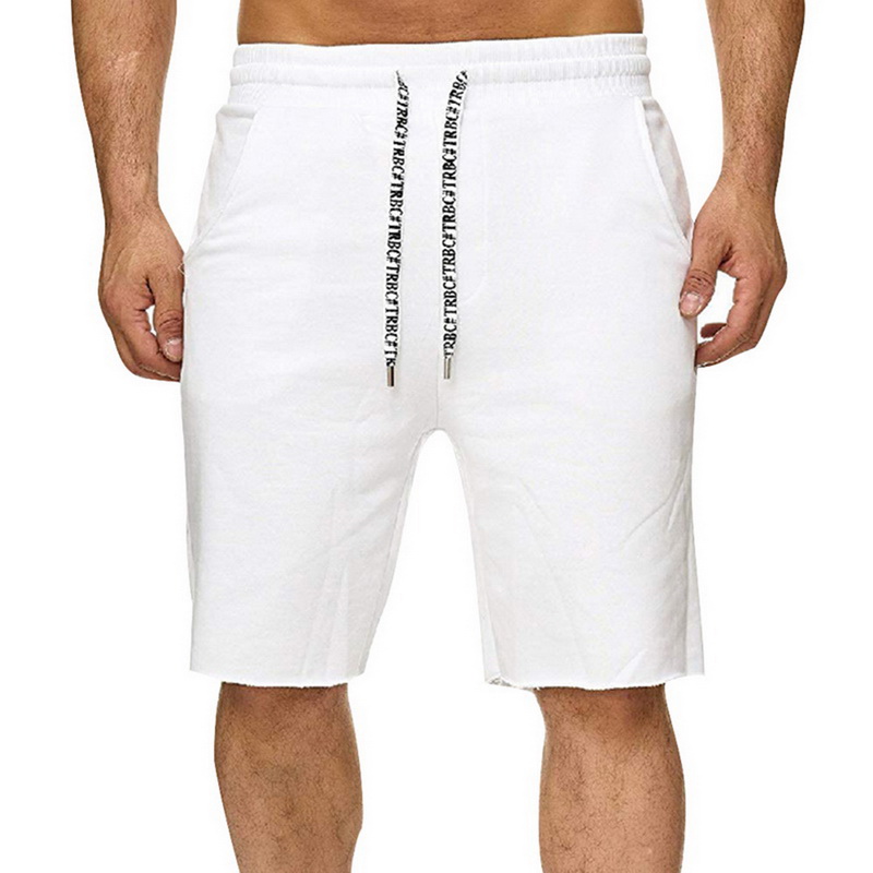 

New Men Casual Summer Shorts Mens Drawstring Fitness Sweatpants Basic Workout Sportwear Man Fashion Shorts Plus Size, White-a