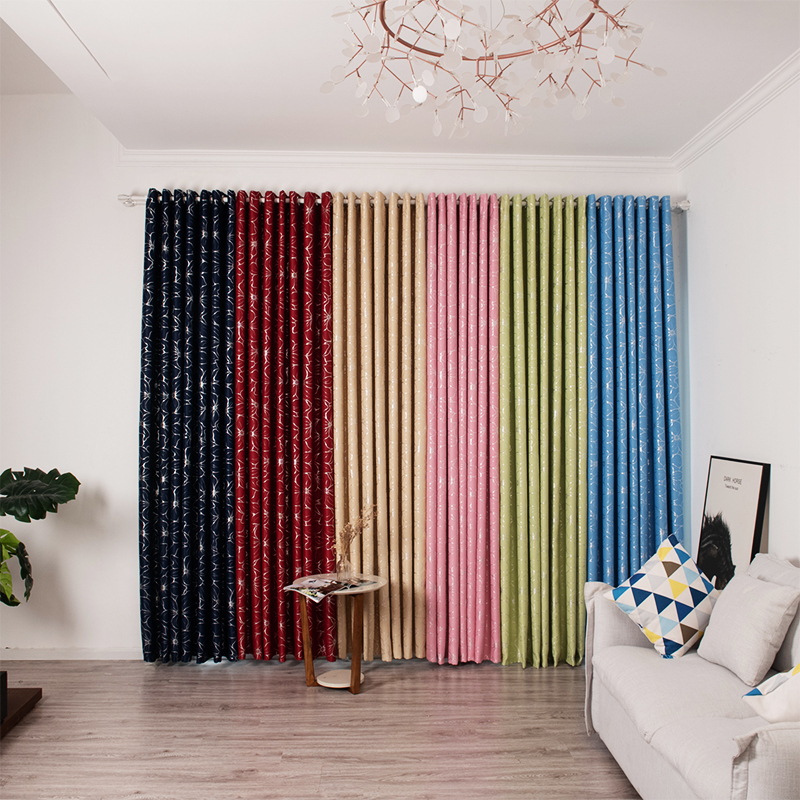 2019 Curtain Pastoral Lily Flower Silver Process Blackout Curtains