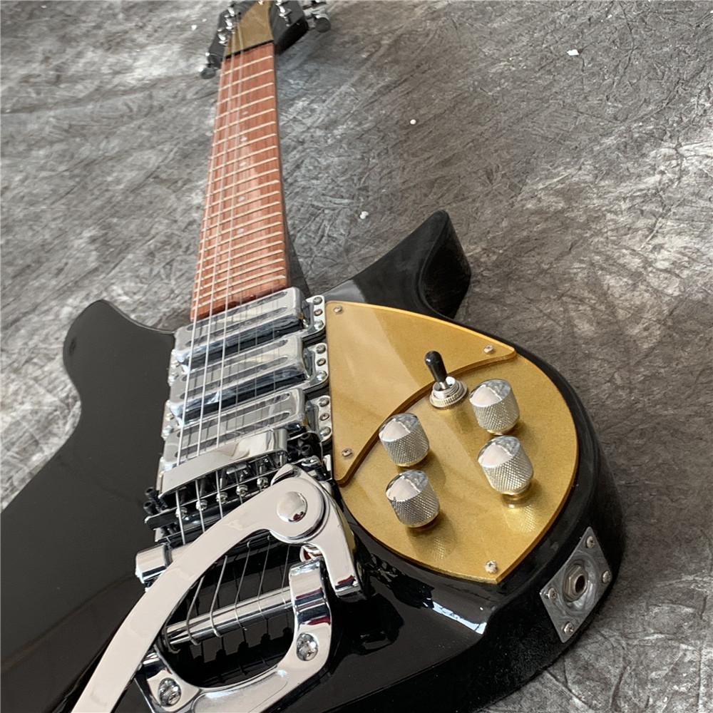 

Electric Guitar Black Ricken 325 John Lennon Limited Edition 3 Pickups Golden Pickguard Chinese Custom Rick Jazz Guitars ,electric guitar