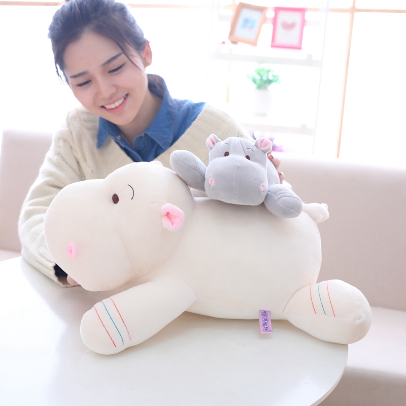 

1pc 28/40/50cm Kawaii Hippo Plush Dolls Stuffed Soft Down Cotton Animal Pillow Cute Toy Birthday Christmas Gift for Children Kid, White