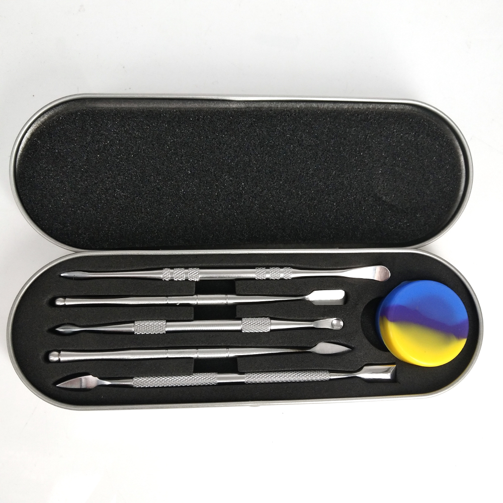 

106-121mm Dab Tool Kits Wax Oil Container Tool Set Aluminium Box Packaging Wax Atomizer Titanium Nail Dabber Tool Silicone Box Kits