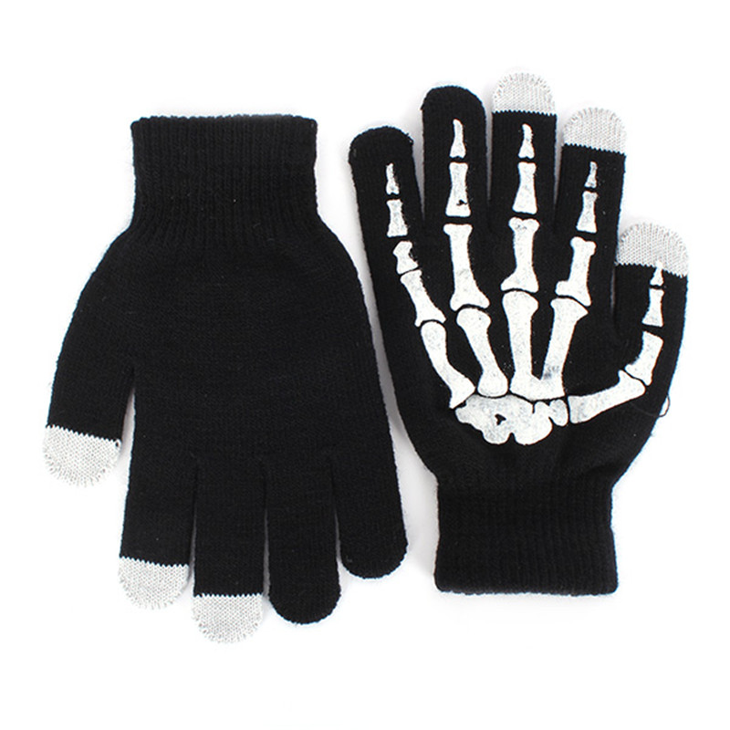

Fashion-Winter Full Finger Unisex Knitted Skeleton Gloves Ghost Bone Touch Screen