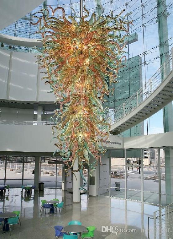 

Luxury Shopping Mall Lobby Art Decorative Large Chandelier Light LED Bulbs Style Hand Blown Murano Glass Crystal Chandelier