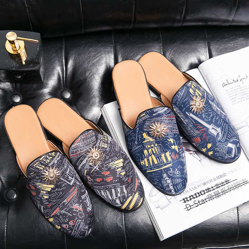 

Outdoor Men's Casual Shoes Light Comfortable Zapatos Hombre All-match Hard-Wearing Non-slip Adult Trend Men slippers Summer37-45, Black