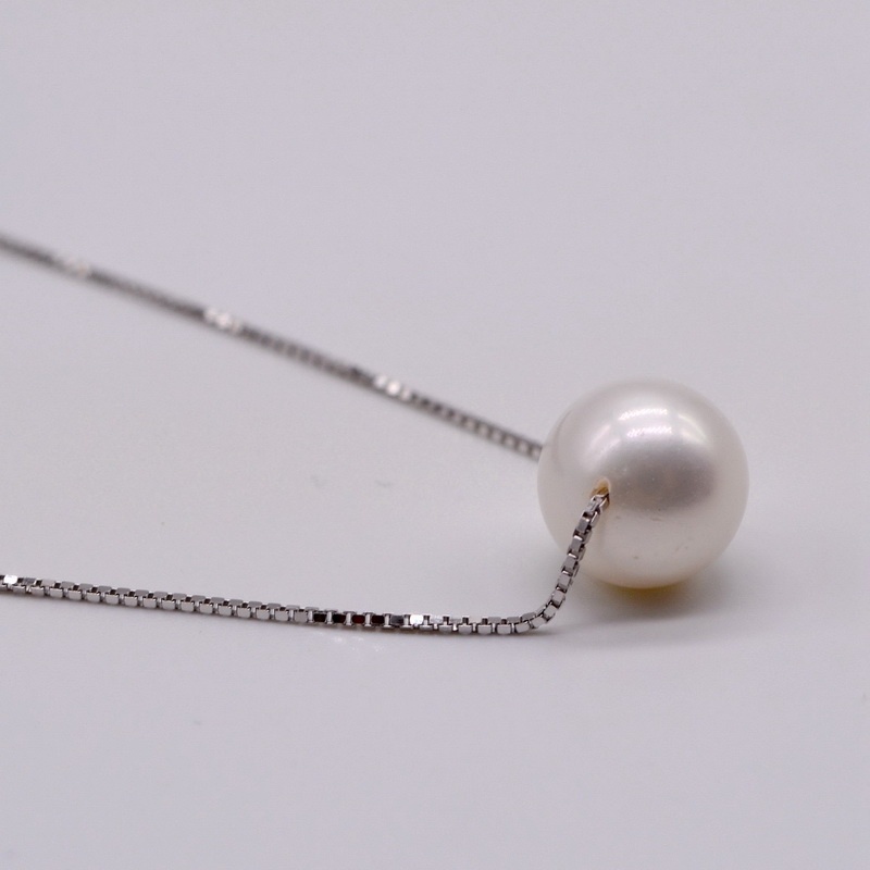 

Pearl Pendant Necklace, Natural White Round Freshwater Pearl, 925 Sterling Silver Chain, Women's Pearl Necklace, Free Shipping