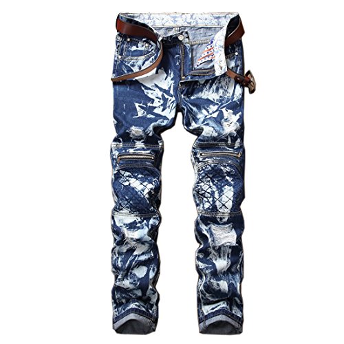 

Just No Men's Slim Fit Camo Paint Zip Jeans, Black