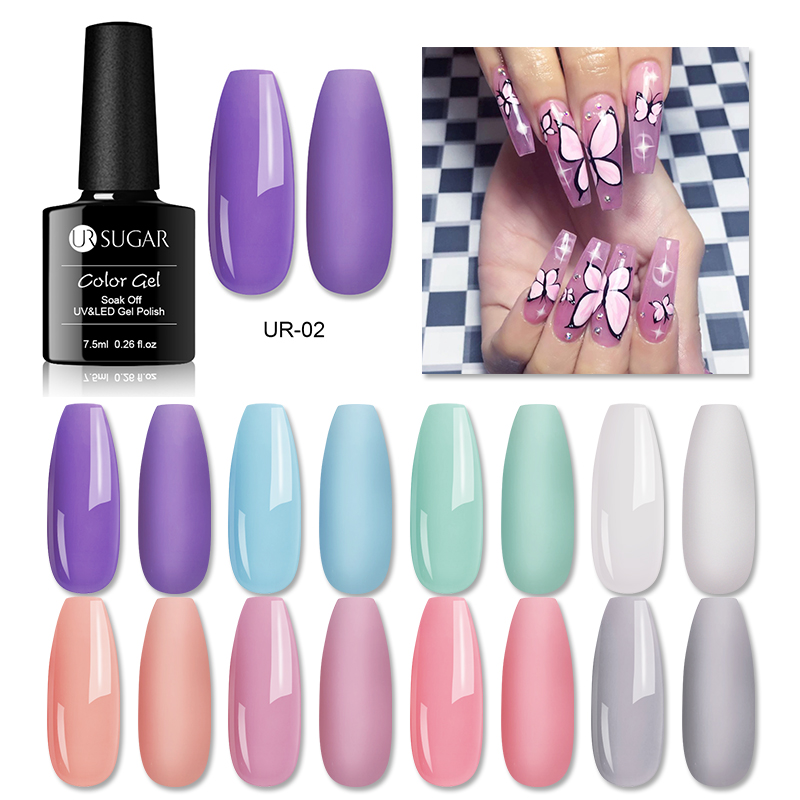 

7.5ml UR SUGAR Opal Jelly Gel Polish Crystal Semipermeable Varnish Gel Translucent Candy Color Soak Off Nail Base Top Coat, Color gel 20
