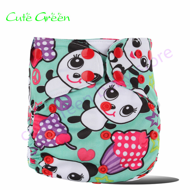 

Cute Green]Double Gusset OS Baby Cloth Diapers Reusable Baby Nappies Waterproof PUL Infant Diaper Cover Nappy Pant Nappies, X4