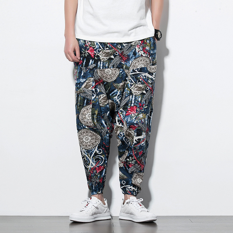 

E-BAIHUI Men Baggy Harem Pants Hip hop Cross Pants Joggers Causal Loose Trousers Aladdin Wide Leg Cotton Linen Pants Pantalones, Pink