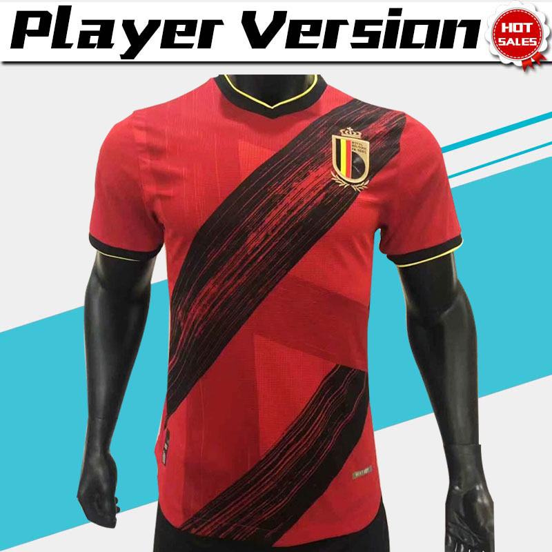 

Player Version 2021 Belgium Soccer Jersey home red away white R.LUKAKU DE BRUYNE E.HAZARD euro game nation football shirt On sale, Black;yellow