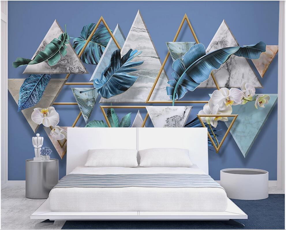 

WDBH 3d wallpaper custom photo modern Nordic modern tropical plant leaf flower 3D stereo geometric background wall wallpaper for walls 3 d, Non-woven