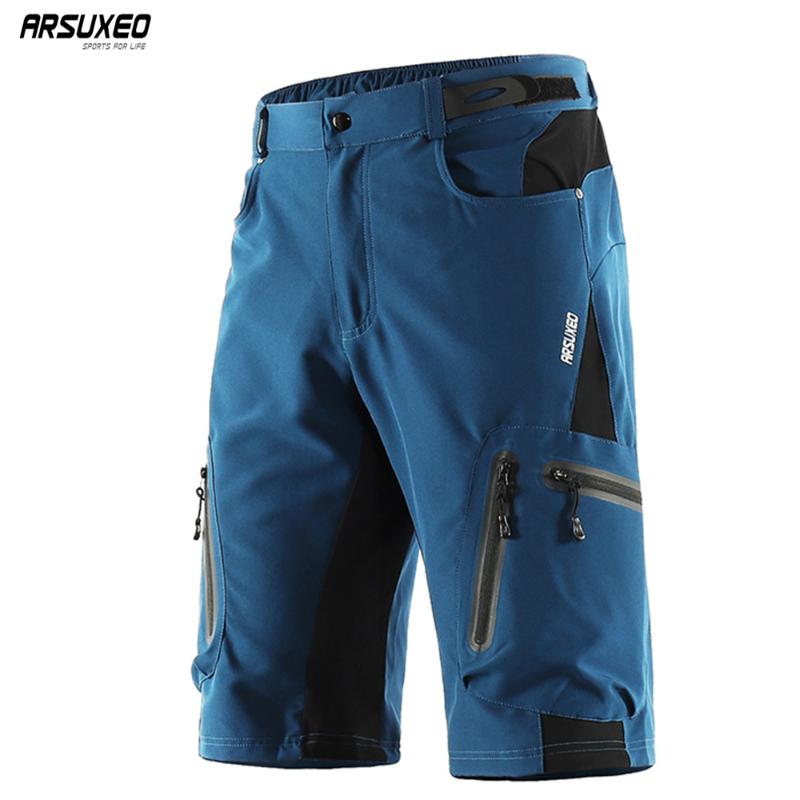

Cycling Shorts ARSUXEO Men' Outdoor Sports MTB Downhill Trousers Mountain Bike Bicycle Water Resistant Loose Fit 1202, 001b red
