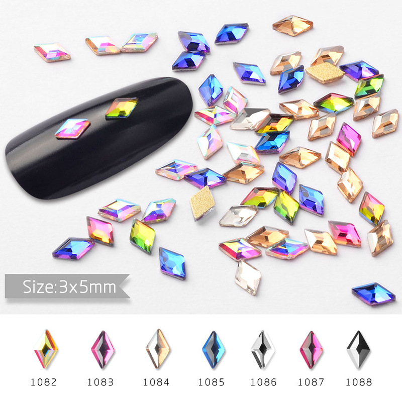 

Nail Art Rhinestones 10Pcs/Pack Diamond Teardrop Rectangle Glass Flame Colorful Stones for 3D Nails Decoration 3*5mm