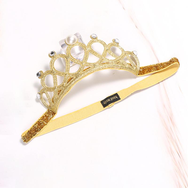 

Girls Styling Rhinestone Crown Party Hair Band Daily Photography Props Casual Cute Shiny Baby Toddler Birthday Gift Elastic, Pink